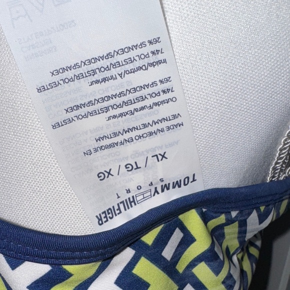 Tommy Hilfiger Navy and Lime Geometric Tank Top - Picture 11 of 11